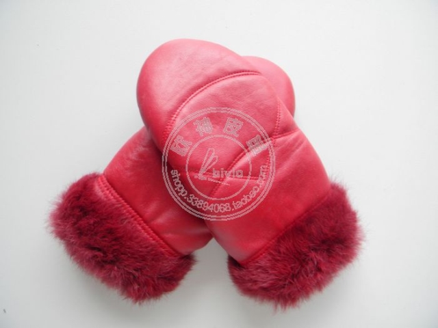 Whole rabbit fur gloves genuine leather gloves Size fits all