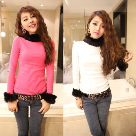 WHOLE SALE Clothes spring 2013 mushroom women's rabbit fur brief fashion slim sweater top FREE SHIPPING