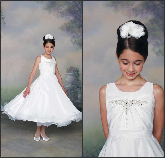 Whole sale jewel neckline sleeveless ruffle beads a-line ruffle sash organza wedding dresses girl dresses beautiful