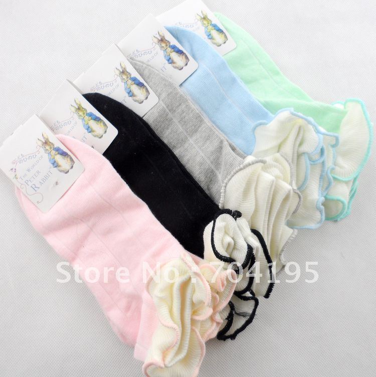 Wholesale 10 pairs/lot  100% cotton ruffle hem women socks   sweat absorbing breathable socks