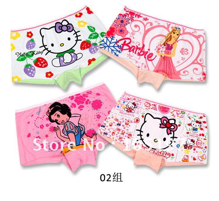 Wholesale 100% cotton 2-7years kids underwear,cute cartoon girl's hello kitty panties,children's underwear,Free shipping