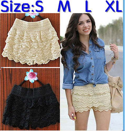 Wholesale 100pc  HOT! New Sexy Fashion Mini Lace Tiered Skirt Under Safety  Short Pants S M L XL