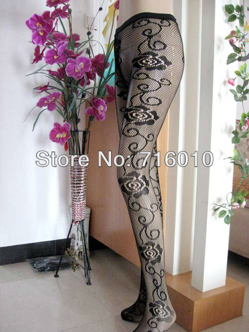 wholesale 10pc/lot fishnet pantyhose Non open-crotch pantynose Tights leggings women sexy underwear pantihose jacquard rose 5379