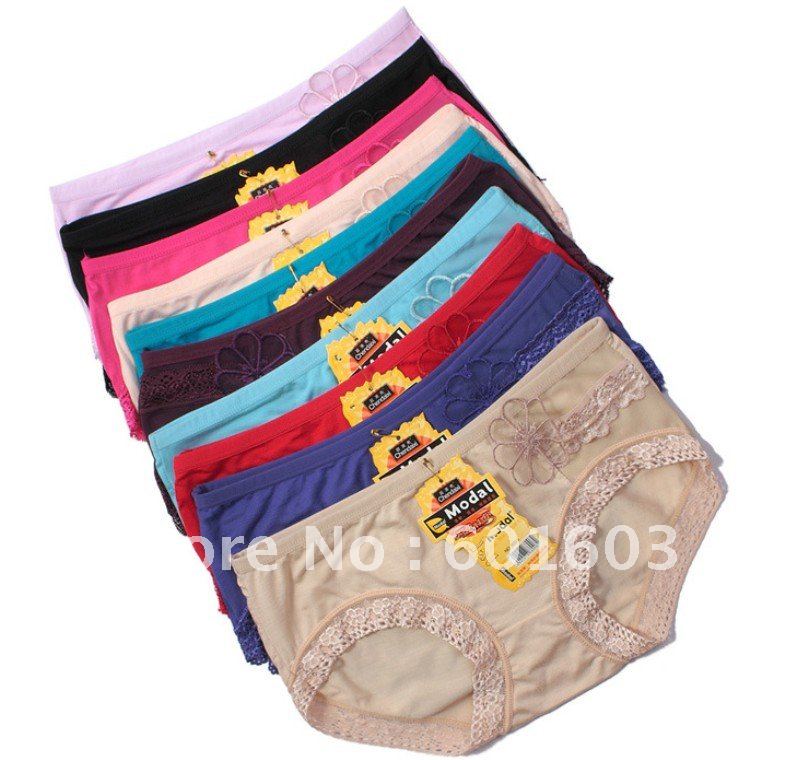 wholesale 10pcs/lot Free Shipping Pink Blue Colorful Appliques Seamless Pants For 52-82cm waist  Modal Women's Panties Knickers