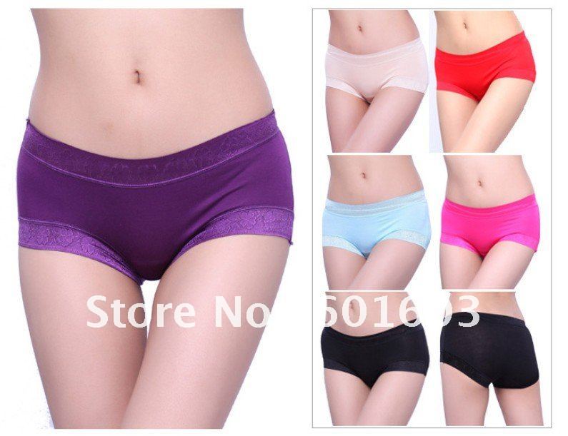 wholesale 10pcs/lot Free Shipping Pink Blue, Embroidery Colorful Seamless Pants Size M/L  Bamboo Women's Panties Knickers