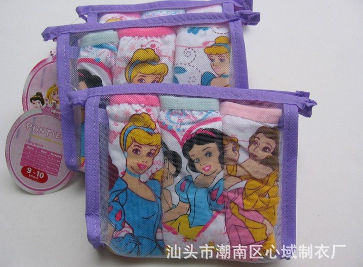 Wholesale 12pcs/lot Princess girl's underwears,famous cartoon characters Kid's Underwear,quality cotton underwear,girl's wear