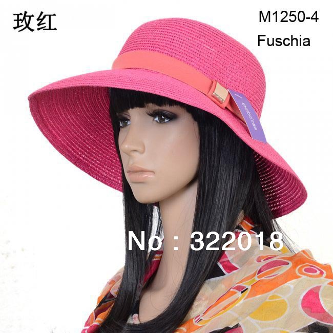 Wholesale 12pcs NEW  Bright Colors PU Belt Pretty Sun Straw Beach Hats Women Cloche Ladies Bucket Hat Womens Summer Straw Cap