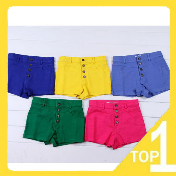 Wholesale 2 pcs/lot New 2013 Casual slim Women's jeans shorts sweet colours high waist short pants(3.24)