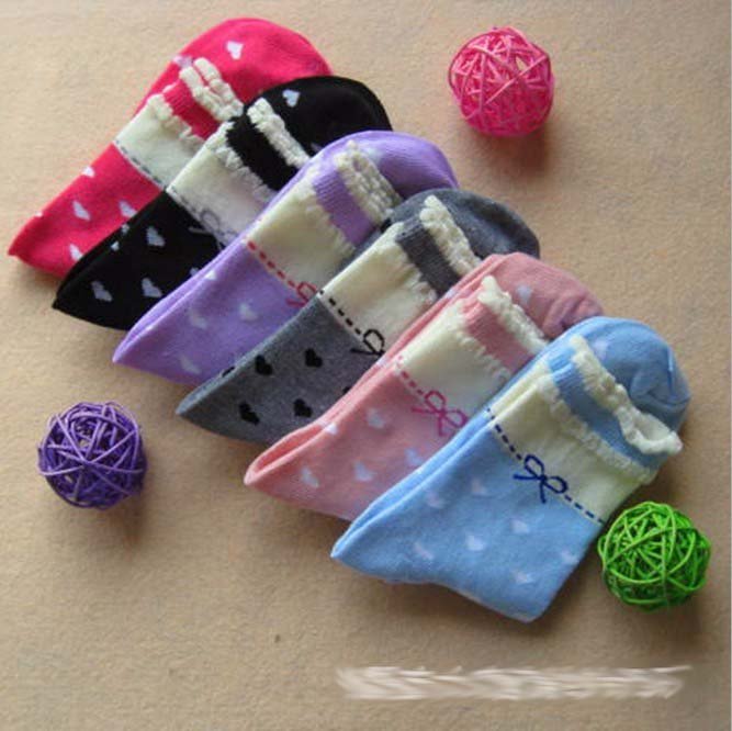 Wholesale 20 pairs/lot New Arrival Mix Cotton Candy Colored Lace Socks Women Free Shipping