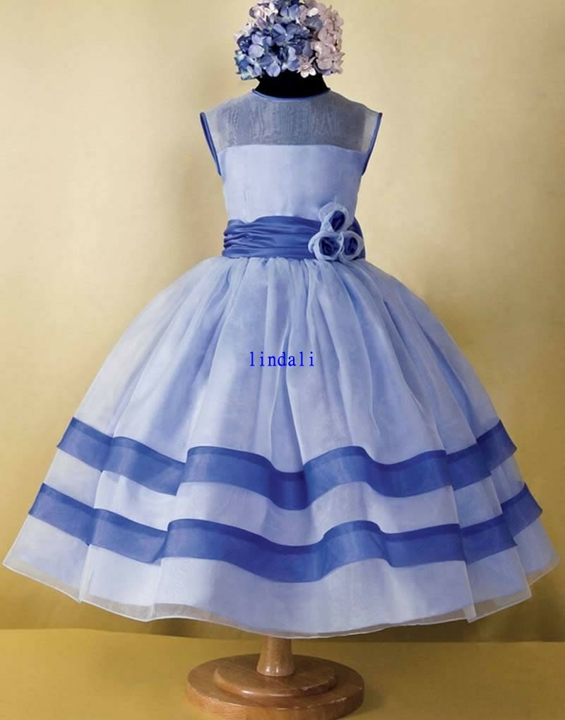 wholesale 2010 Angel blue flowergirel dress and bridesmaid 4-8yeard custumed