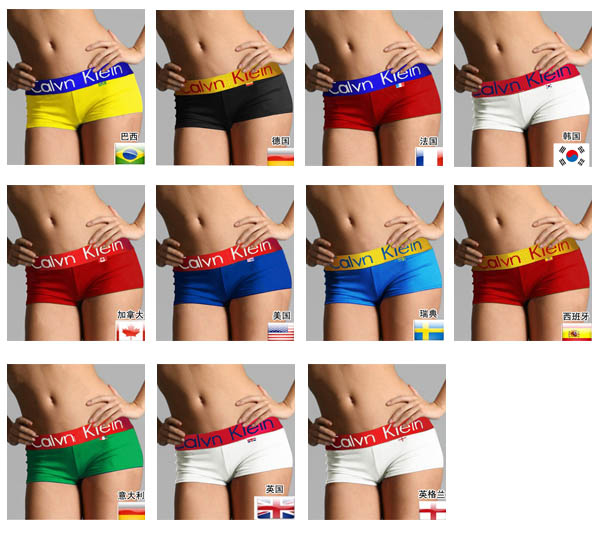 Wholesale - 2010 World Cup flag Commemorative edition : 11 national women's cotton underwear, broadside boxer underwear