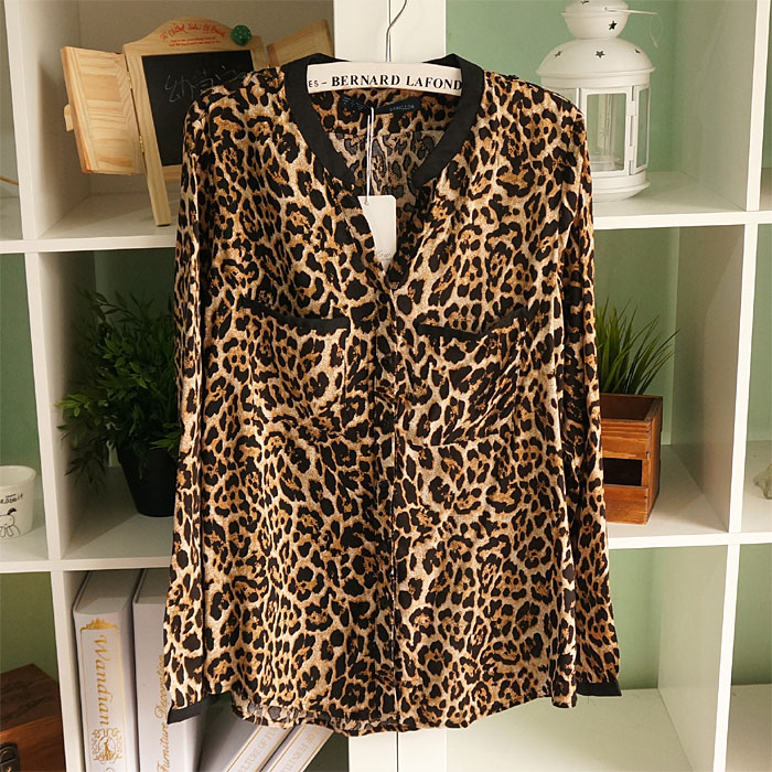 Wholesale 2012 autumn fashion women's leopard print slim long-sleeve chiffon thin shirt