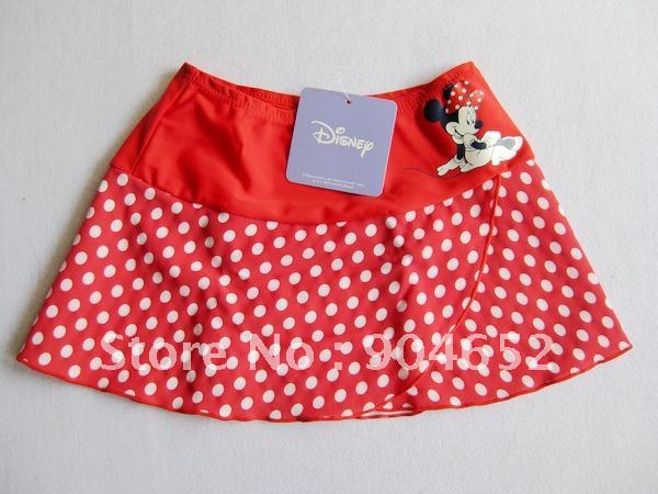 Wholesale 2012 branded girls Minnie Mouse swimming skirt red polka dot beach skirt very cute free shipping
