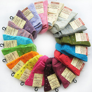 Wholesale 2012 Hot Sale Women Solid Candy Color Dot Short Sock Fit For 34-39 Yards Cute SOX Free Shipping 30pair/lot