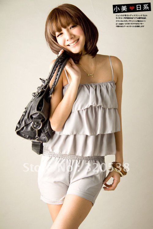 Wholesale - 2012 Hot Sale!Womens Fashion Cute Shoulder Off Flouncing Jumpsuits Romper Pants Dress Y6050