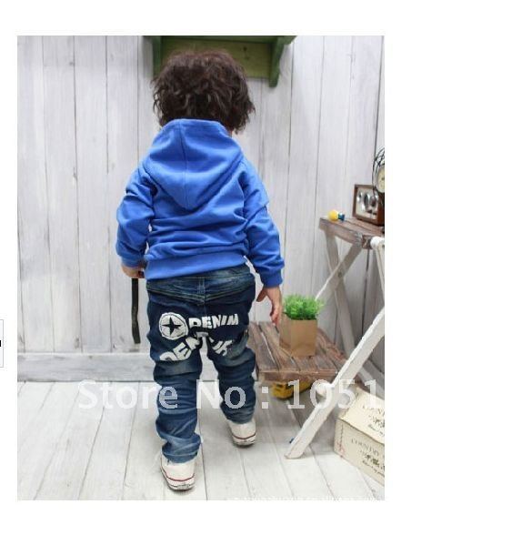 Wholesale 2012 korea design autumn styles denim star letter trouses kids high quality jeans boy girl pants 5pc/lot Free shipping