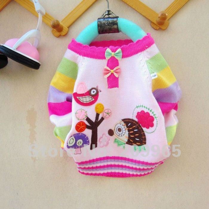 Wholesale 2012 New Arrival Pink Girl Sweater Baby Sweatshirt Children's Cartoon Baby Clothing for Autumn Winter, Free Shipping