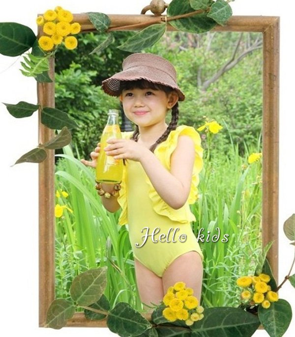 Wholesale - 2012 New Arrive Girl Fashion Yellow Swimwear One-PIece Bathing Suit Age:3-7Y Sampel Supported
