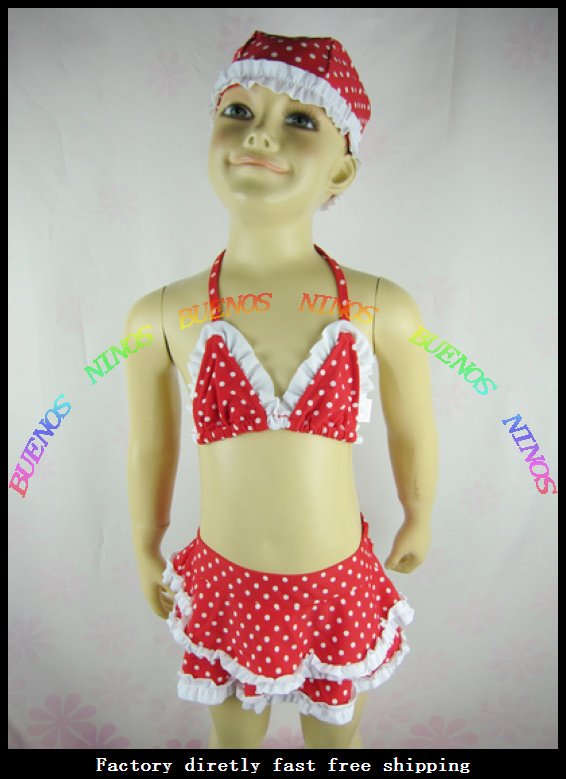 Wholesale 2012 New Fashion Baby Swimwear Baby Swimsuit Baby Girl lovely Beachwear+ Hat MOQ 20sets/lot