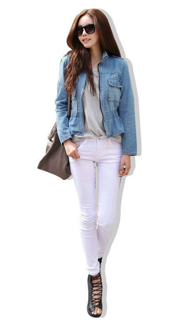 Wholesale 2012 New Fashion Women Long Sleeve Jean Coat Casual Slim Denim Short Jean Coat Jacket Top 9859