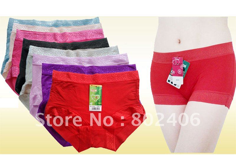 Wholesale - 2012 new fashion women's Classic soft bamboo fiber lace underwears panties 8 colors free shipping