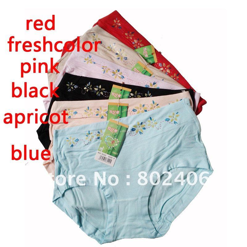 Wholesale - 2012 new fashion women's flower soft bamboo fiber underwears panties 6 colors free shipping