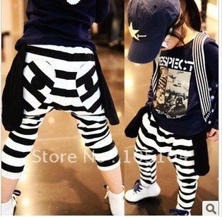 wholesale 2012 new hot sell pp/baggy/haren pants for children,5pcs/lot ,Black and white Stripe,leggins