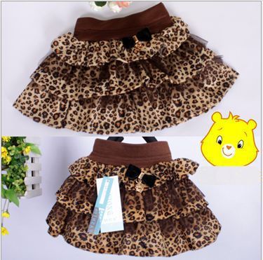 Wholesale 2012 new korea styles children fashion leopard skirt baby girl cake skirt children ball gown 4pcs/lot Free shipping