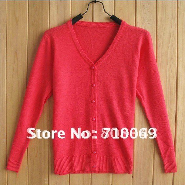 ]Wholesale 2012 new ladies/women's/ long sleeve cardigan sweater /kintted sweater/ tops / V*Neck /6pcs/lot ,