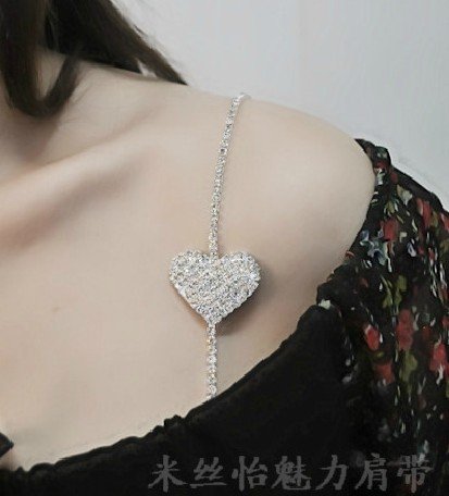 wholesale  2012 new sexy bra  strap Metal love Rhinestone underwear strap Non-toxic electroplating copper chain  free shipping
