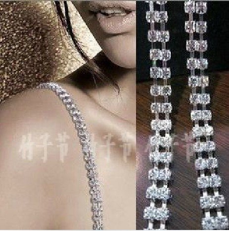 wholesale  2012 new sexy Silver-white double Rhinestone metal strap Non-toxic anti-allergy  free shipping