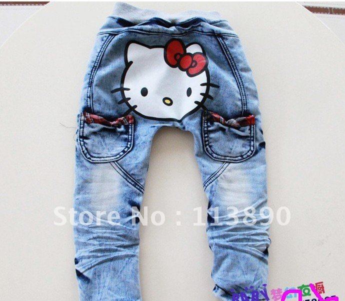 Wholesale - 2012 new style. , girl's pants, Girl's cartoon jeans, cat pants single spring money cross pants