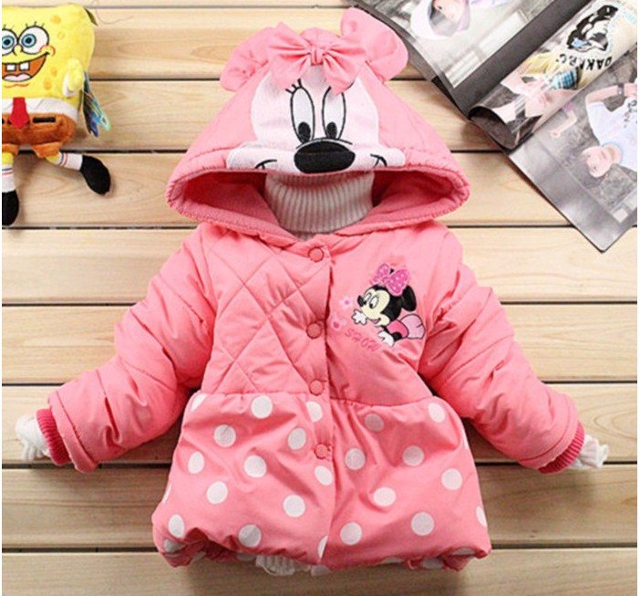 Wholesale - 2012 new winter cute style girl's coat, girl's Mickey design keep warm Cotton-padded clothes coat, 4pcs/lot