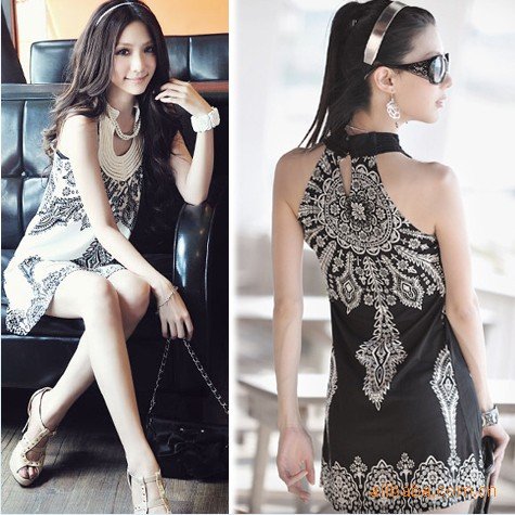 Wholesale - 2012 Newest  floral prints ladies' slimm spaghetti strap dress Classic Vintage Collar Exotic Mini Dress