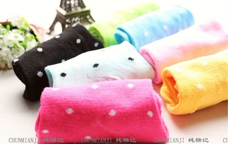 Wholesale 2012 Newest Women Cute Pure Candy Color Dot Short Sock Fit For 34-39 Yards Casual SOX 40pair/lot  Free Shipping