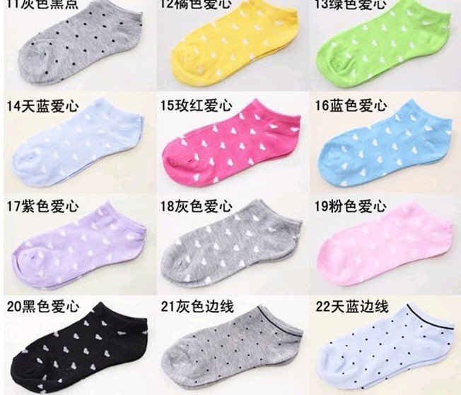 Wholesale 2012 Newest Women Cute Pure Candy Color Dot Short Sock Fit For 34-39 Yards Casual SOX Free Shipping