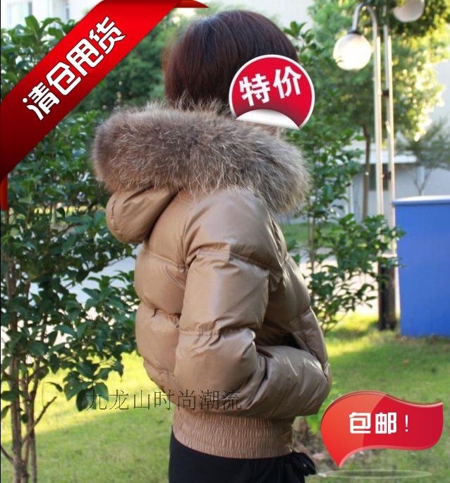 Wholesale 2012 short raccoon fur collar down jacket/winter hooded women outwear winter
