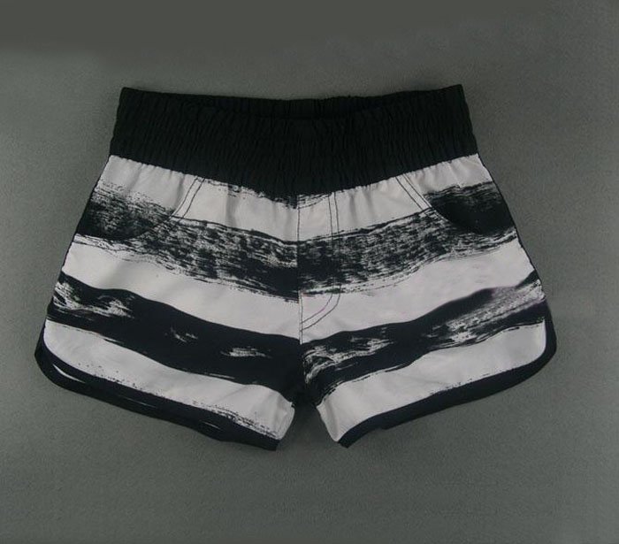 Wholesale 2012 women female lady gift Polyester material clothes Pant black white stripe High quality surf short +free shipping