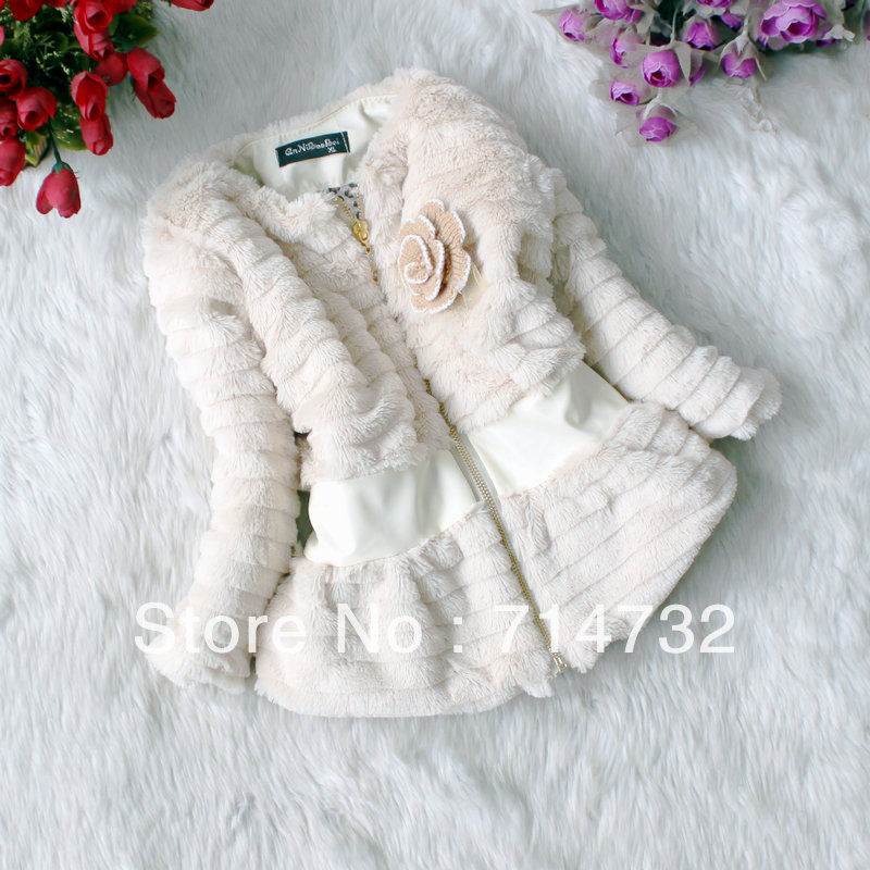 wholesale 2013 girl winter fur coats jacket for girls korean style children clothing original brand new year free shipping