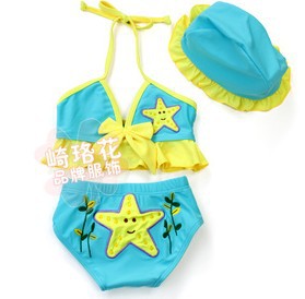 Wholesale 2013 new arrival cute 3 piece bikini children's swimsuit for girls hot sale free shipping