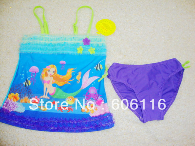 wholesale 2013 New Girl two piece swimsuit with Mermaid swim swimming costume girl swimwear bathers swimmers, 5sets/lot-YL-11125