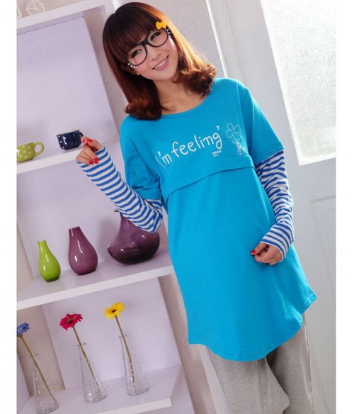 Wholesale -- 2013 NEW Spring False two fashion long sleeve Maternity Tops Maternity T-shirt Pregnant women Nursing Wear #S025