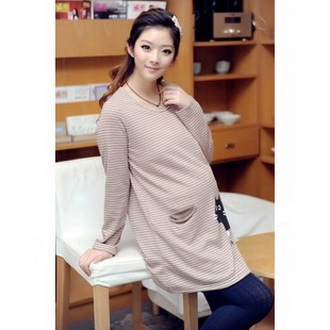 Wholesale - 2013 NEW Spring fashion terry Stripes long sleeve Maternity T-shirts Tops Pregnant women T-shirt Maternity  #YM0221