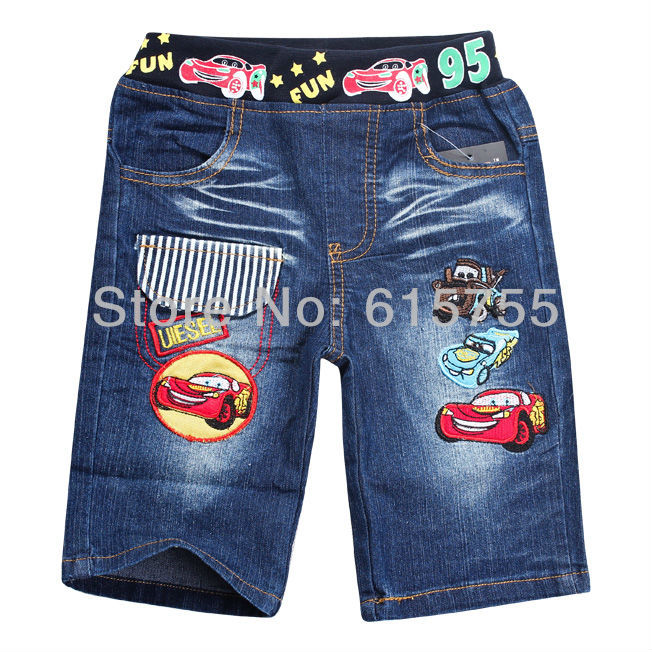wholesale 2013 new Summer baby pants girl`s & boy`s short jeans Car cars design baby middle pants children trouses 6pcs/lot