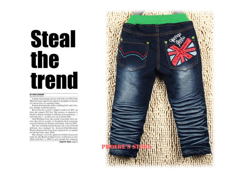 wholesale 2013 new winter cotton and cashmere thickened children Jeans