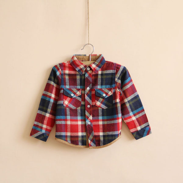 Wholesale !2013 spring  children cool shirt .boys/girls unisex plaid shirt ,100% cotton baby clothes ,5pcs/lot ,free shipping !