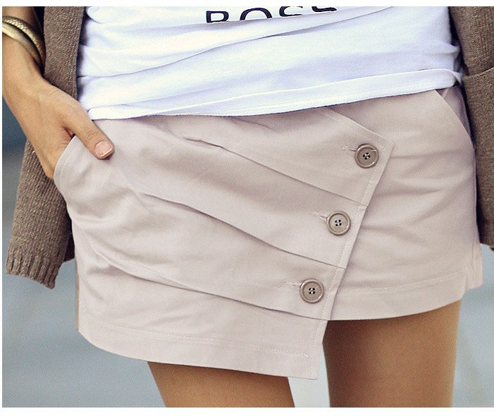 Wholesale 2013 Women Summer Pleated Short Hot Button Up Short pants Beach Skirt shorts S-L Freeshipping