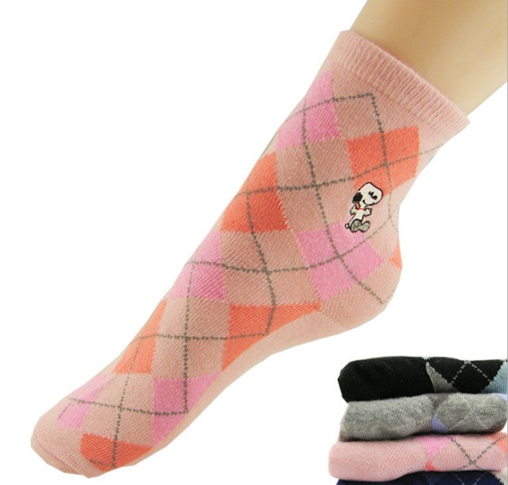 Wholesale 24pairs/lot 100% Cotton Brand Plaid Elite Socks Women Free Shipping