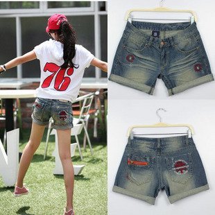 Wholesale 2pcs/lot Free Shipping New Arrival! Patching Work short jeans, denim women shorts,pants