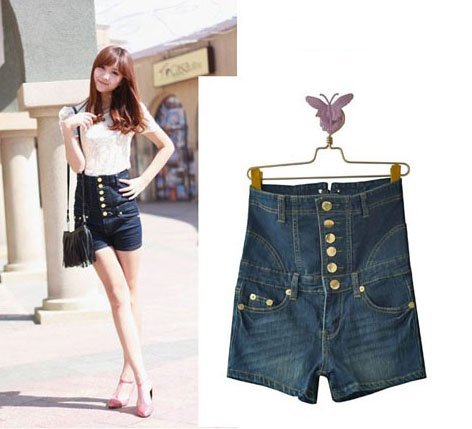 Wholesale 2pcs/lot  High waist NWT women jean Shorts, European Shorts, Blue Denim Pants, cheap jeans, Short Pants Free Shipping